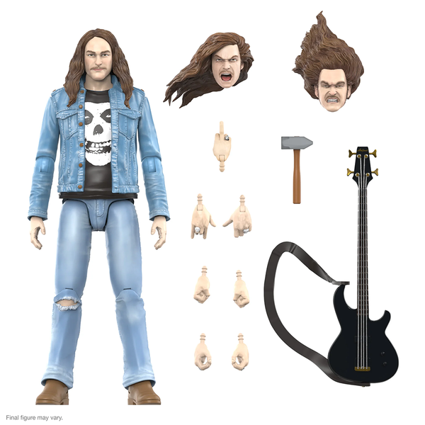 Action figure of Cliff Burton in denim jacket and skull t-shirt from Burton ULTIMATES