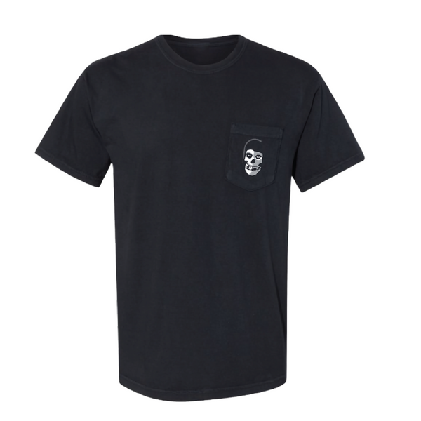 Black Whalen Fiend Skull Pocket Tee featuring a small skull graphic on the chest