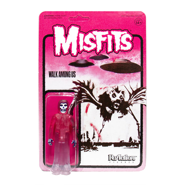 Misfits Walk Among Us pink action figure packaging with translucent Misfits Fiend ReAction Figure