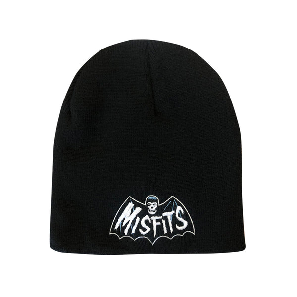 Black knit Bat Fiend Beanie featuring official Misfits band logo embroidery