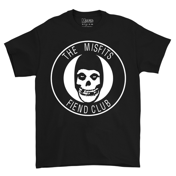 Black Fiend Club Tee featuring a circular Misfits Fiend Club logo with skull design