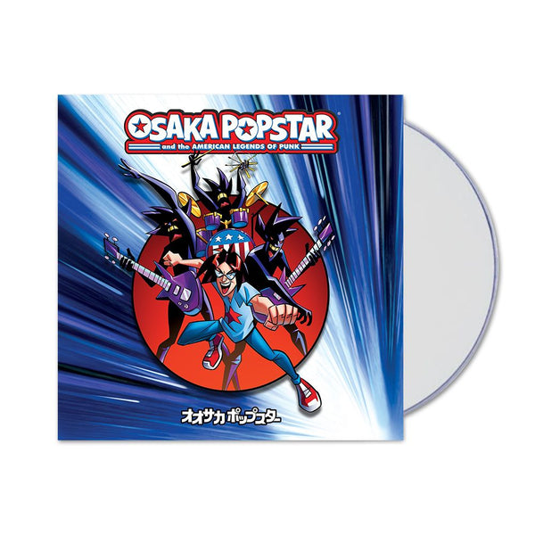 CD album cover for Osaka Popstar featuring dynamic cartoon rock band characters in expanded edition