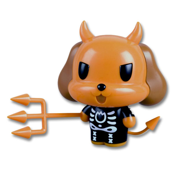 Cartoon-style Devil Dog figurine in a skeleton suit holding a trident