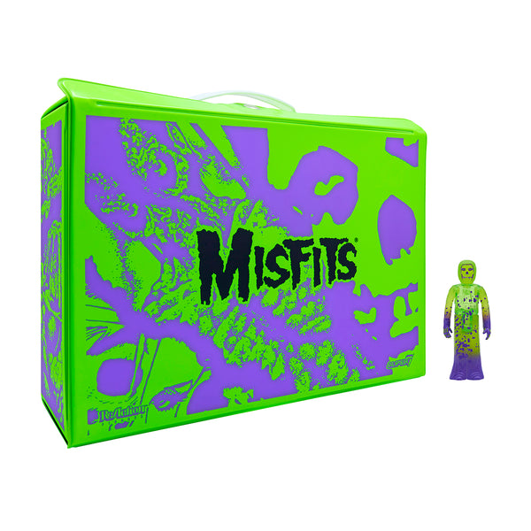 Bright green and purple carry case featuring Misfits with exclusive Fiend Reaction Figure