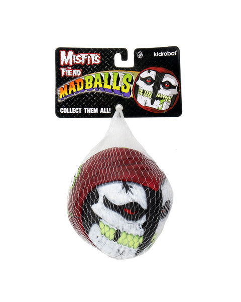 Foam Horrorball with skull design, Madballs Misfits Fiend in mesh packaging