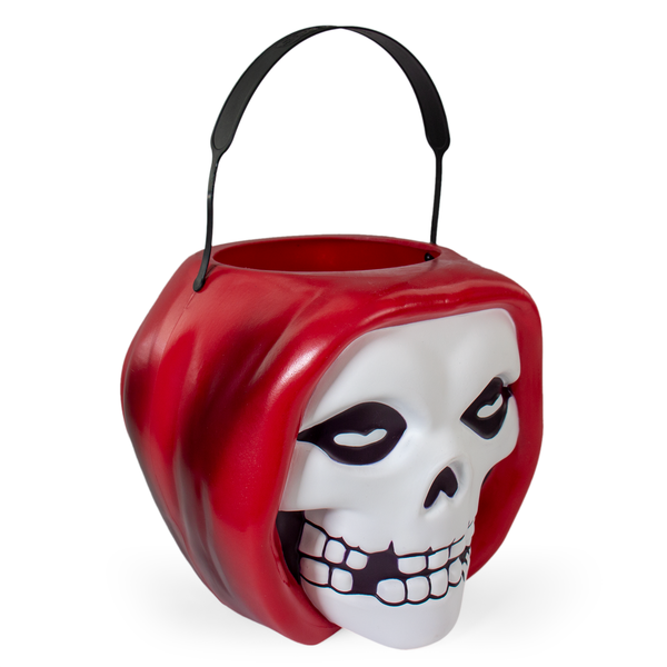 Red skull-shaped Halloween candy bucket, Misfits Fiend SuperBucket for spooky celebrations
