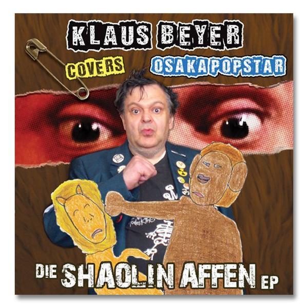 Album cover of Klaus Beyer Covers Osaka Popstar featuring man in blue uniform and cartoon faces