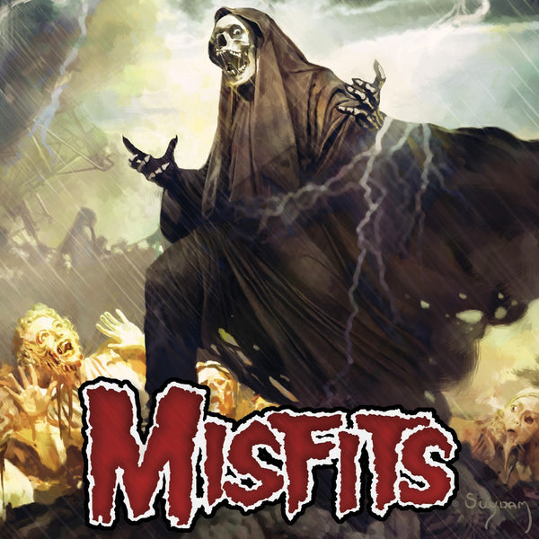 Skeletal figure in hooded robe gestures amid chaos on Devil’s Rain LTD Deluxe CD cover