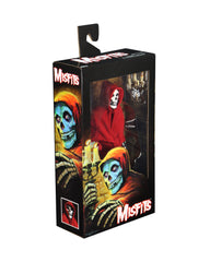 Misfits Fiend clothed action figure packaging featuring a skeletal figure in a red hood
