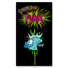 Cartoon fish head with spiky hair and tongue on BLUE FISH HEADS TOON enamel pin