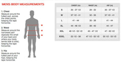 Men’s body measurement chart for Osaka Popstar Popcan T-Shirt sizes and fit