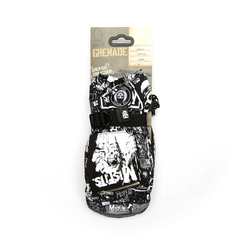 Black and white patterned Misfits X Grenade Snowboarding Misfittens glove with branding