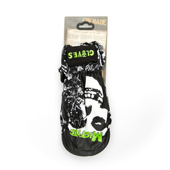 Black and white patterned glove with green accents from Misfits X Grenade Snowboarding