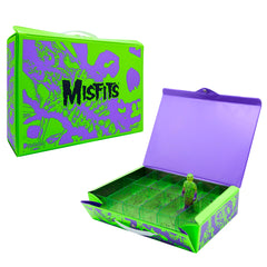 Bright green and purple Misfits carry case with skulls and exclusive Fiend Reaction Figure
