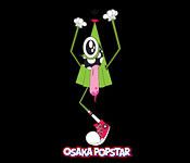 Cartoon alien character with green arms on Osaka Popstar Monstar T-Shirt