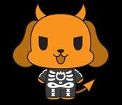 Cartoon Skeleton Devil Dog character with horns on devil dog girls t-shirt